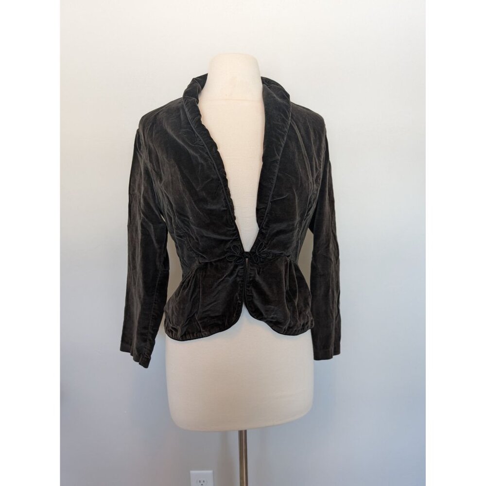 Vintage Contemporary Corner Black Velvet Fitted Blazer Jacket Size 11